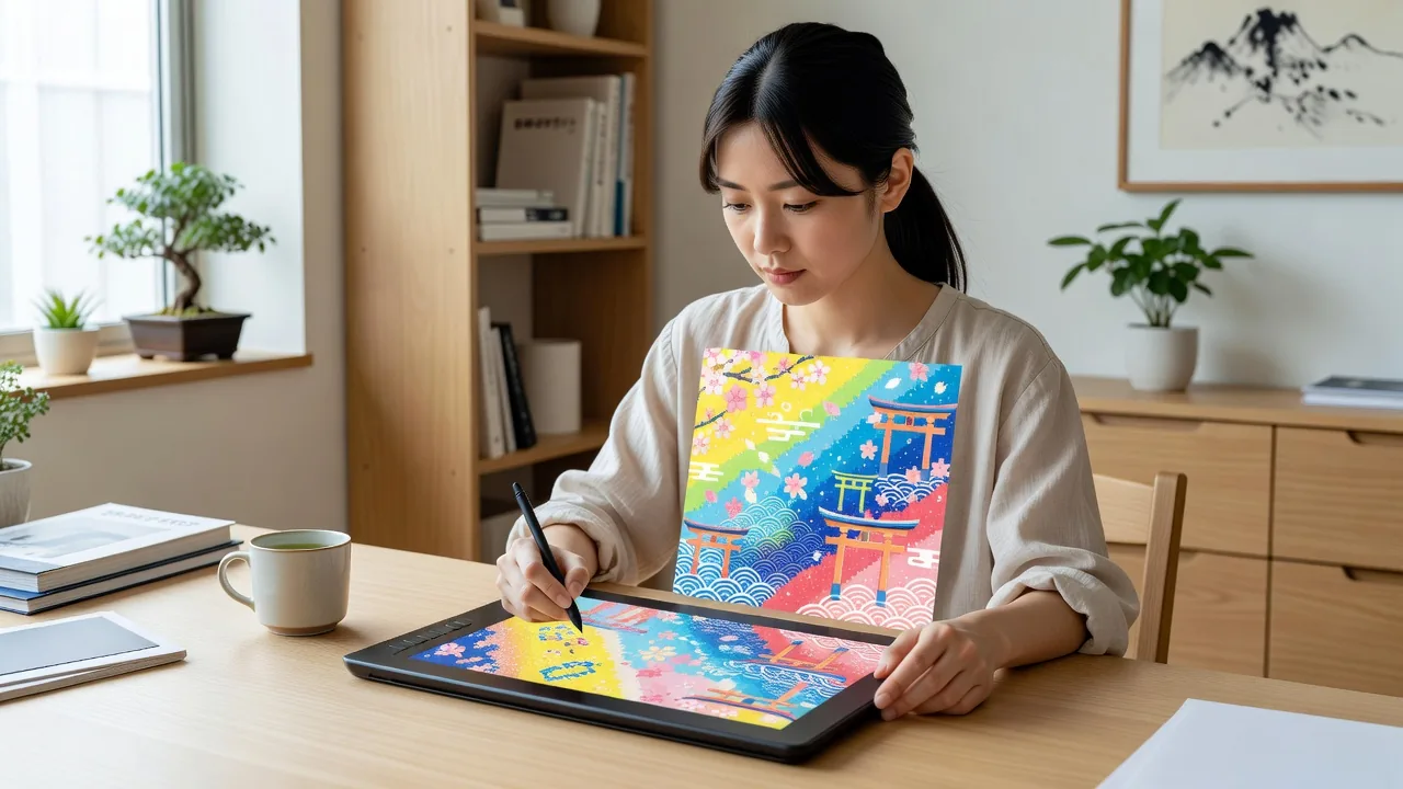 デジタルタブレットで制作するアーティスト