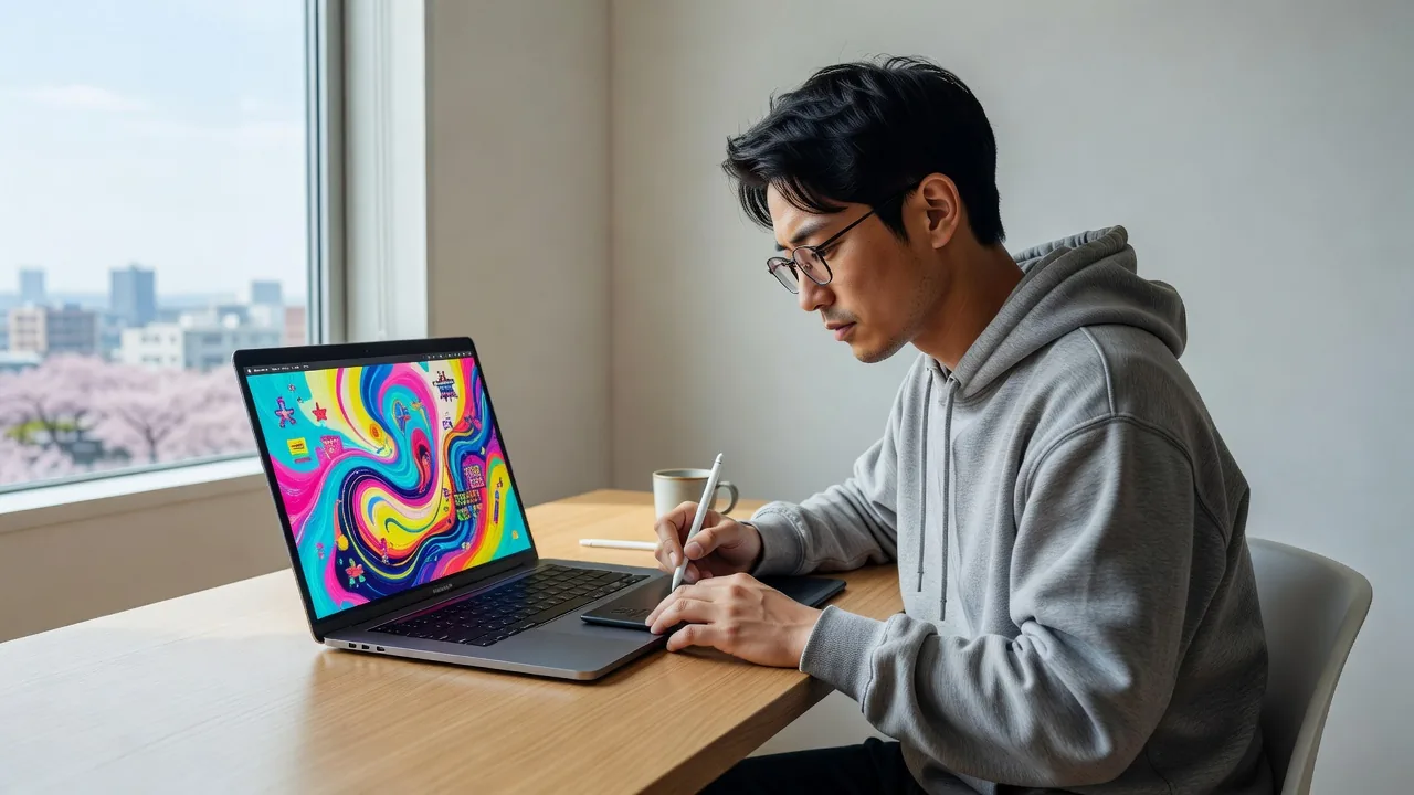 MacBookで制作するアーティスト