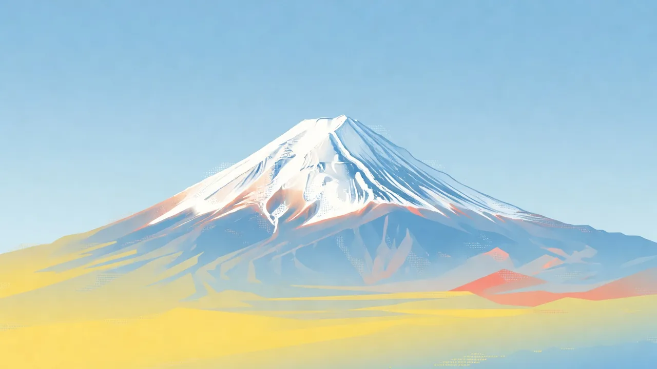 富士山を描いたピクセルイラスト